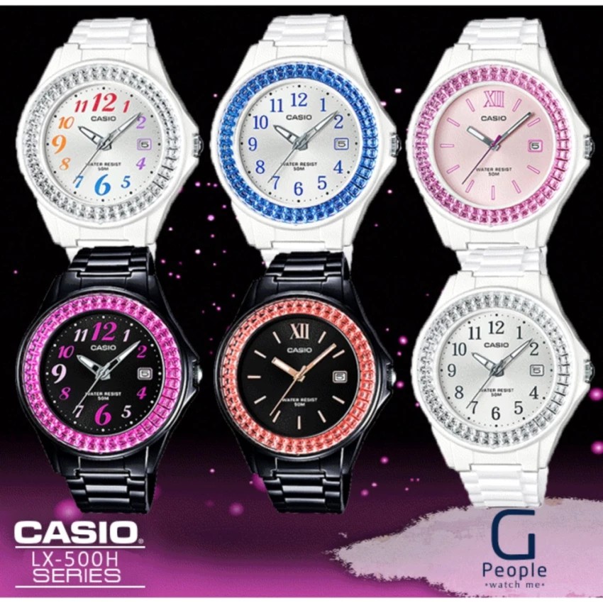 Đồng hồ nữ dây nhựa Casio chính hãng Anh Khuê LX-500H-2BVDF
