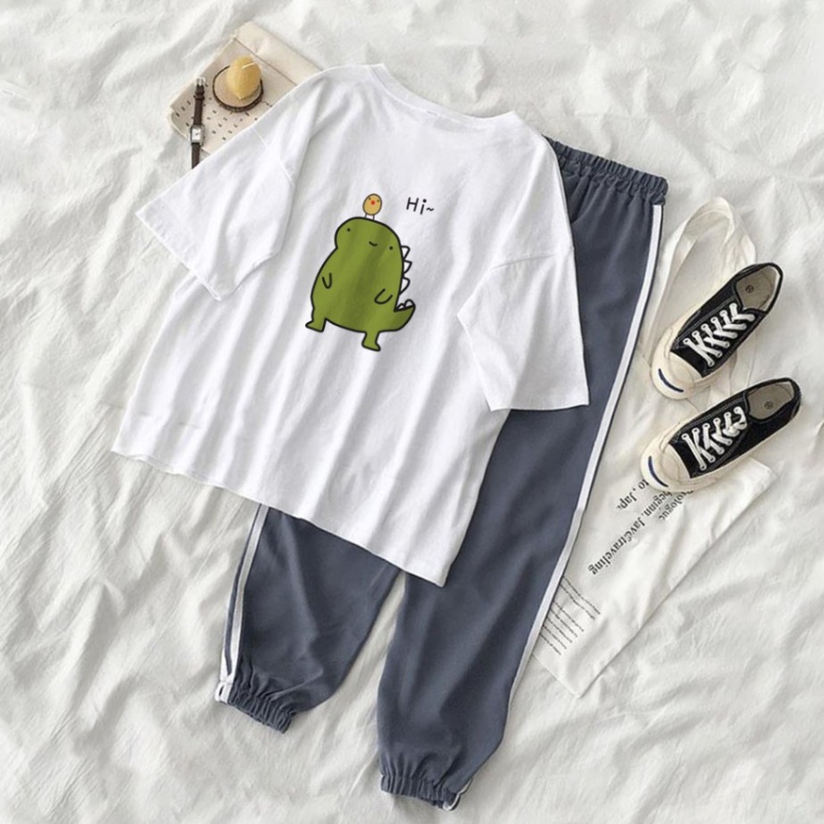 Set Jogger Line Phối Thun Unisex Khủng Long Xanh - 23April Fashion | BigBuy360 - bigbuy360.vn
