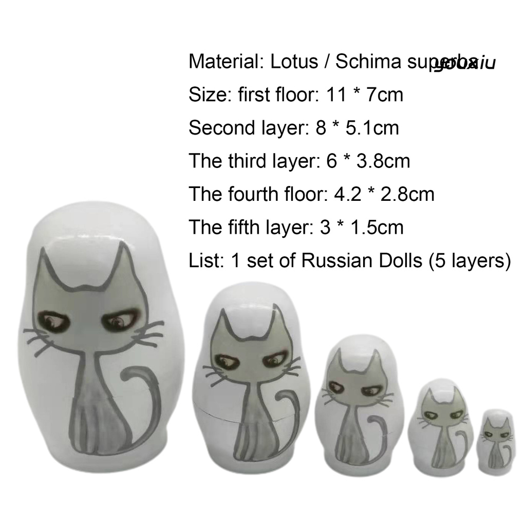 Set 5 Búp Bê Matryoshka Bằng Gỗ Trọng Lượng Nhẹ Dùng Trang Trí Nhà Cửa