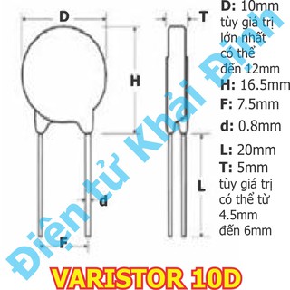 20 con TỤ CHỐNG SÉT VARISTOR 10D 10MM 10D221 kde5111