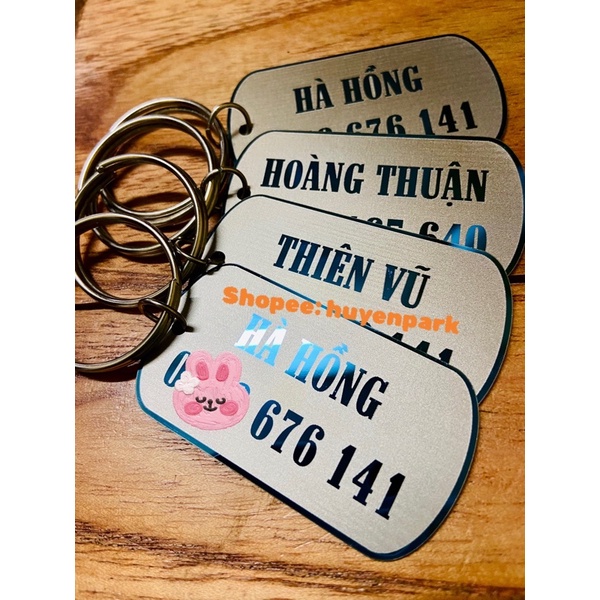 Móc khoá inox khắc tên, số điện thoại, biển số xe… theo yêu cầu kích thước 3x5,5cm