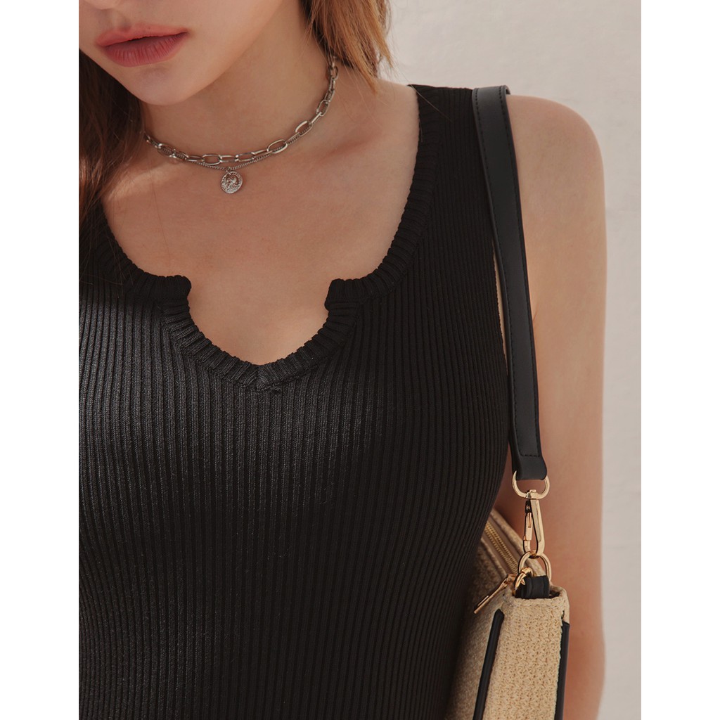 Áo len gân không tay cổ V nhỏ nữ Air Space 2030121051 | BigBuy360 - bigbuy360.vn