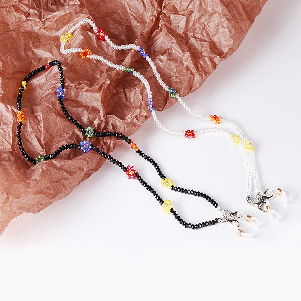 Dây đeo kính mặt nạ đính hạt bông hoa nhiều màu sắc bằng acrylic chống thất lạc
