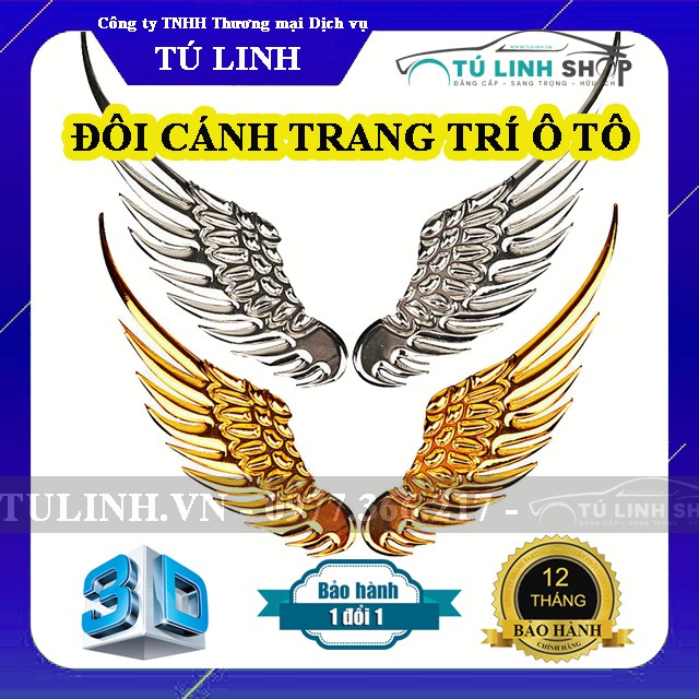 Đôi cánh thiên thần 3D dán trang trí logo hãng ô tô