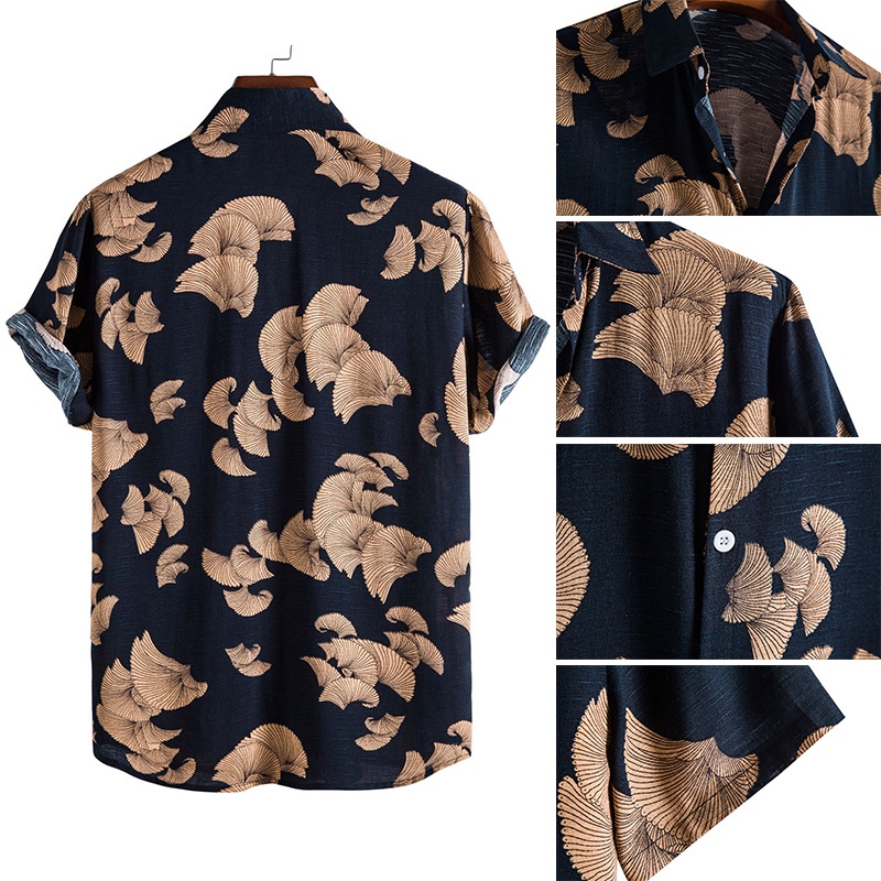 Áo Sơ Mi Ngắn Tay Dáng Rộng In Họa Tiết Hoa Plus Size Thời Trang Mùa Hè Cho Nam