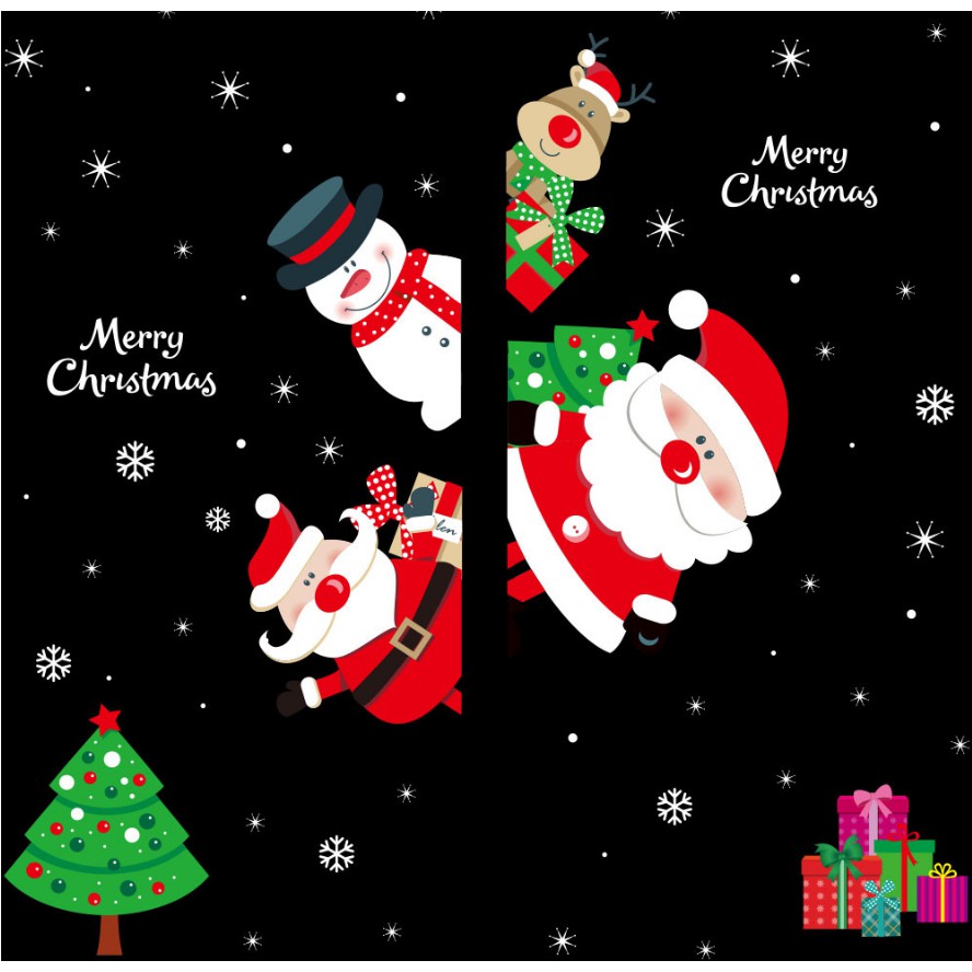 Decal trang trí noel dán kính tĩnh điện - họa tiết giáng sinh HYC-097