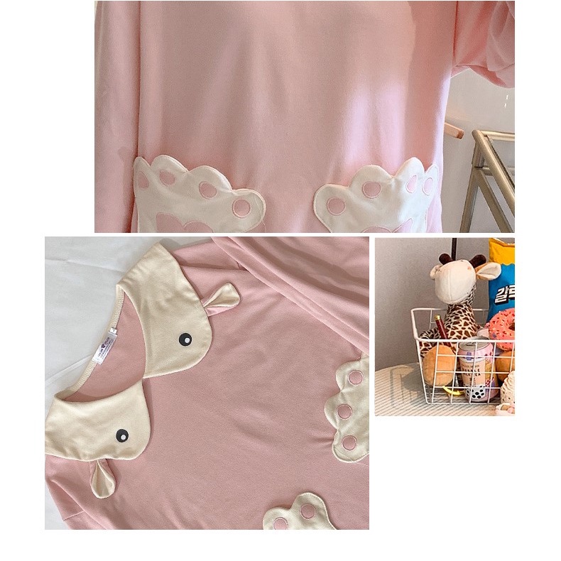 Bộ bầu - bộ sau sinh - chất liệu cotton mềm- mặc nhà thời trang trẻ ( bộ túi bàn chân gấu - QDTD - MS-06 )