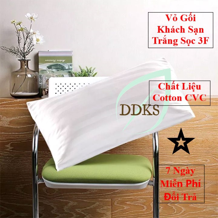 Vỏ gối màu trắng cho khách sạn chất liệu cotton cvc 3F cao cấp kích thước: [ 40 x 60, 50 x 70, 35 x100 45 x 65 ]