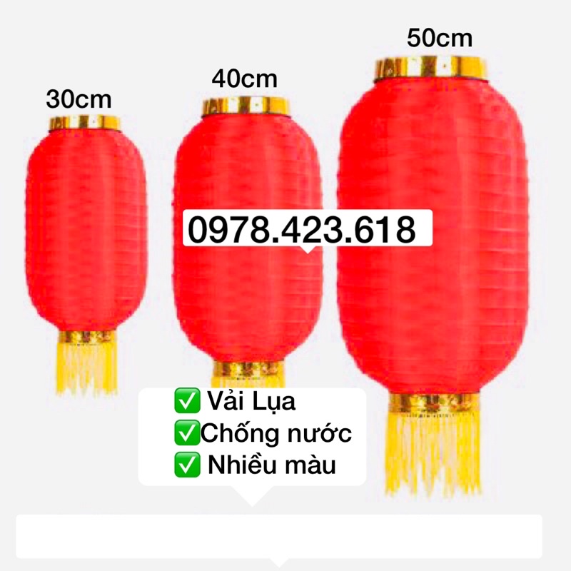 Đèn lồng trụ dài 50cm - đèn lồng Hồng Kông - đèn lồng Nhật chống nước treo ngoài trời
