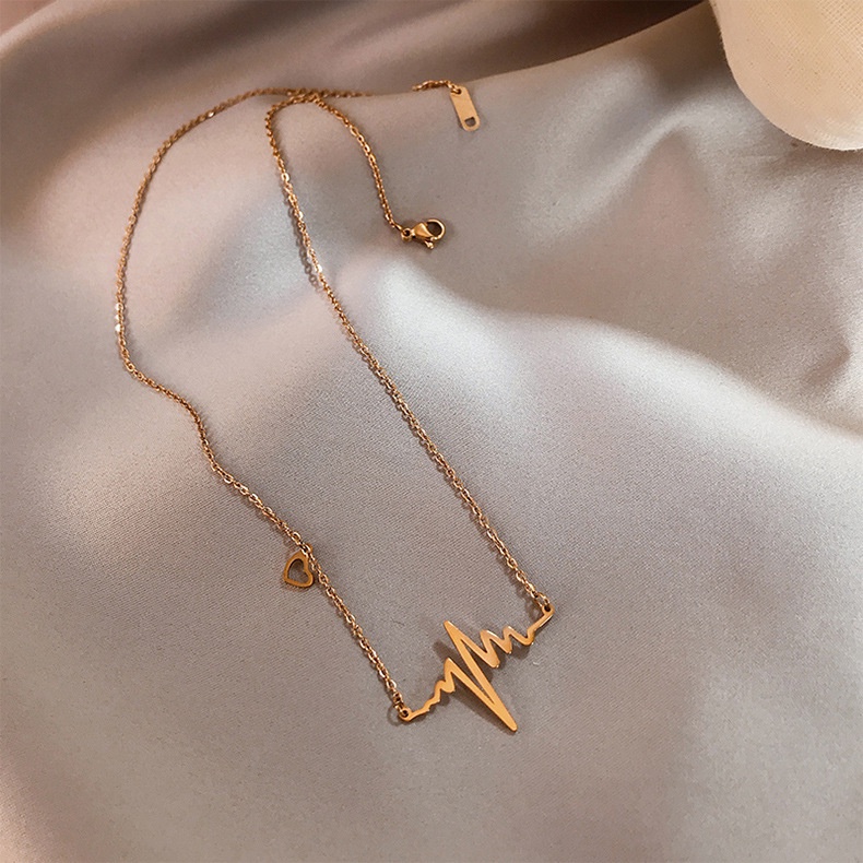 Dây chuyền bằng thép titan mạ vàng hồng 18k phong cách Hàn Quốc hợp thời trang