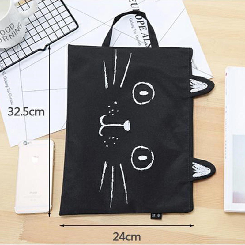 1 túi đựng tài liệu khổ A4 bằng vải oxford có khóa kéo họa tiết hoạt hình dễ thương