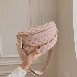 Túi đeo chéo, bao tử đeo ngực, đeo bụng da kèm dây xích trẻ trung cá tính hàng QC