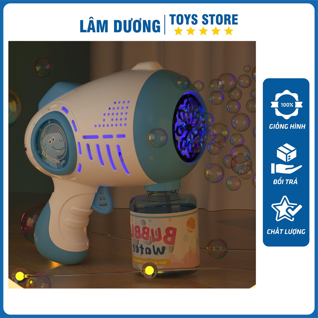 Súng bắn bong bóng xà phòng 10 nòng 👑LÂM DƯƠNG TOYS👑 Súng thổi bong bóng tự động 10 nòng cỡ bự có đèn có nhạc