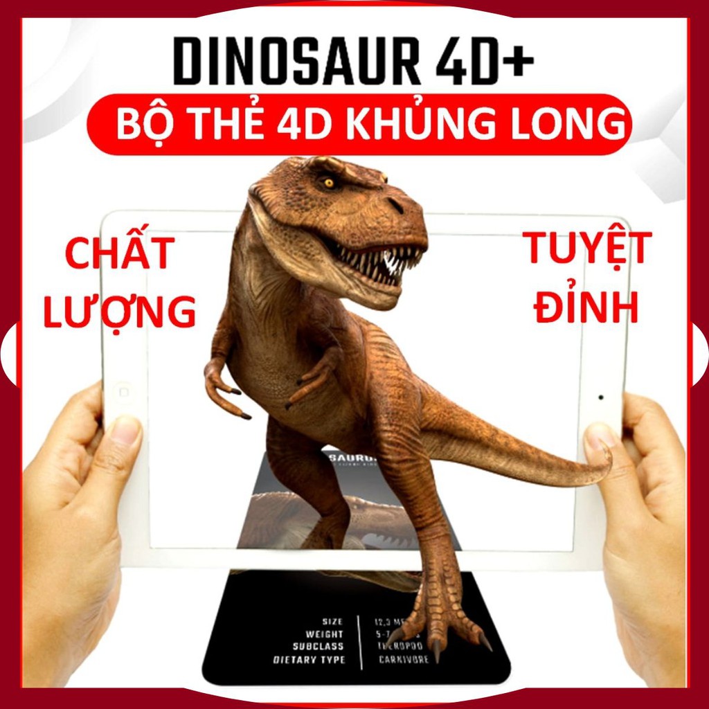 Bộ thẻ 4D, thẻ học thông minh khủng long DINOSAUR cho bé yêu khám phá - SHOP CU BIN