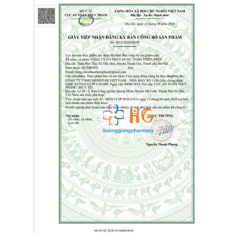 Đông Trùng Hạ Thảo Banikha  Giúp bổ thận, bổ phổi tăng cường sức đề kháng (Hộp 60 Viên)