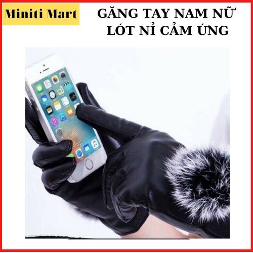 [RẺ VÔ ĐỊCH] Găng Tay Da Cảm Ứng Nam Nữ Chống Nước,Chống Lạnh, Găng Tay Da Lót Nỉ Cảm Ứng Smart Phone