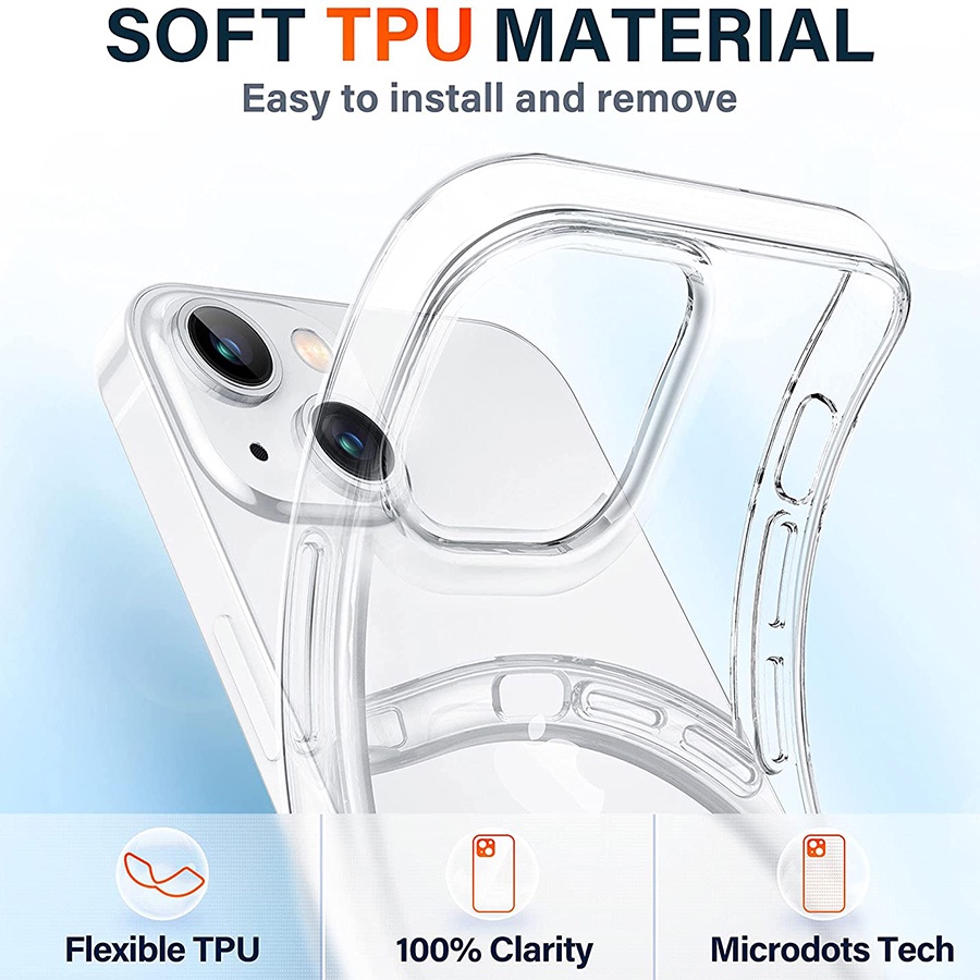 Ốp điện thoại silicon trong suốt cho iPhone 11 12 13 14 15 Pro Max X XS XR 6 6S 7 8 Plus