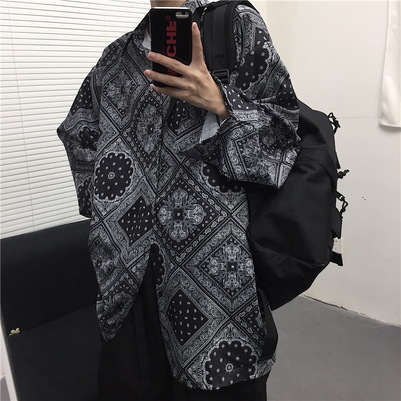 Áo sơ mi tay dài cổ V thời trang retro cho nam