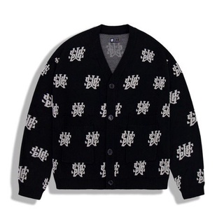 Áo Khoác cardigan nam nữ SWE MONO KNIT CARDIGAN - White/Black len dệt 100% tự nhiên