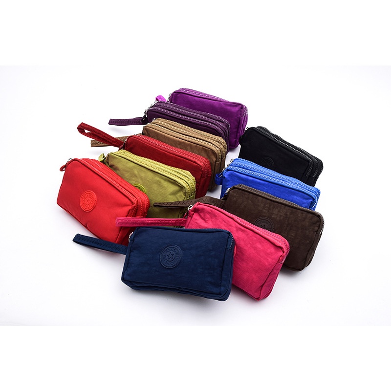 Ví cầm tay Chuwanglin bằng vải bạt 3 dây kéo cho nữ