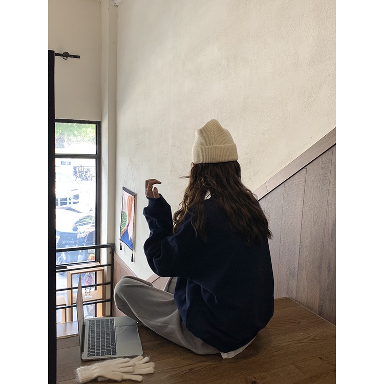 Áo nỉ Sweater nữ Cao cấp Chui đầu Thu Đông cổ tròn Form rộng Ulzzang Hàn Quốc | BigBuy360 - bigbuy360.vn