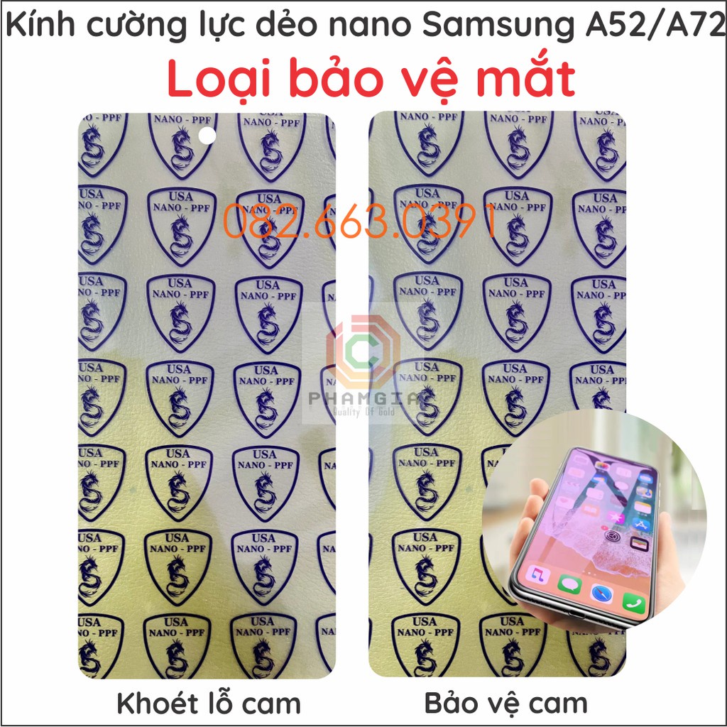 Dán cường lực Samsung A52 (4G/5G) / A72 (4G/5G) dẻo nano bảo vệ màn hình