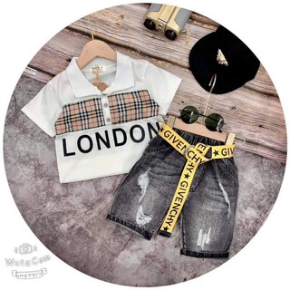 Sét quần jean kèm áo trụ LonDon-chất jean co giản thấm hút mồ hôi-