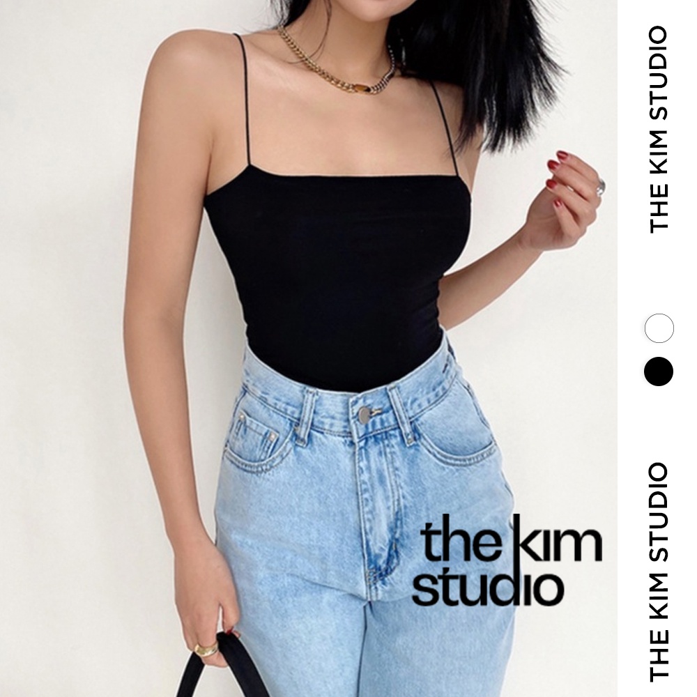 Áo hai dây ngang ngực sơ vin được TheKim cotton 2 lớp , thun ống dây sợi bún ôm body A106