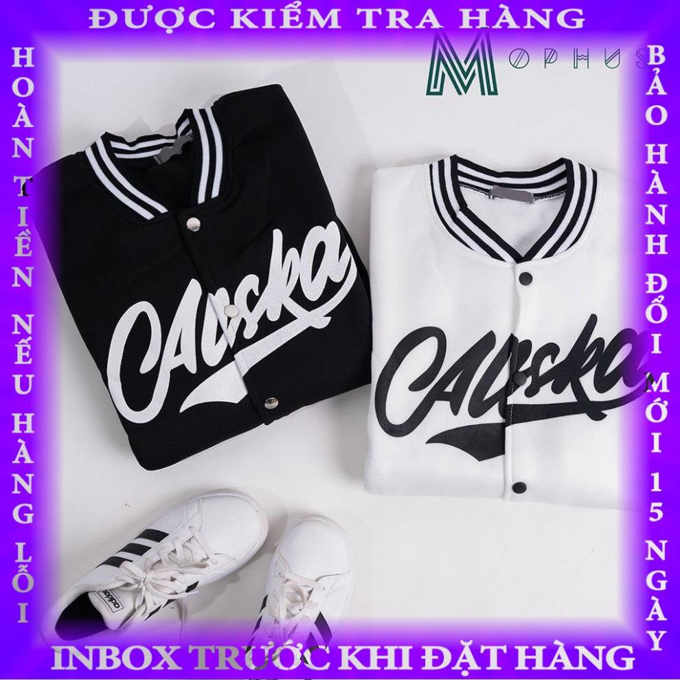 Áo khoác bomber nỉ dù form rộng thêu Alaska áo khoác nam nữ unisex Mophus MB008 hoangle