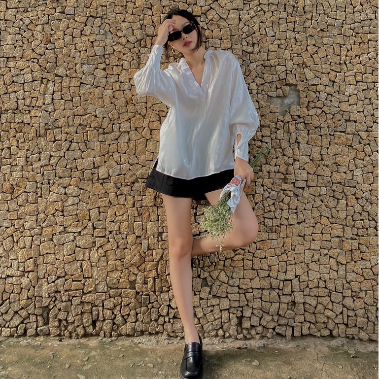 ESMEEOFFICIAL Áo kiểu sơ mi nữ hở lưng vải organza lụa thiết kế dành cho nữ - Sraca Shirt