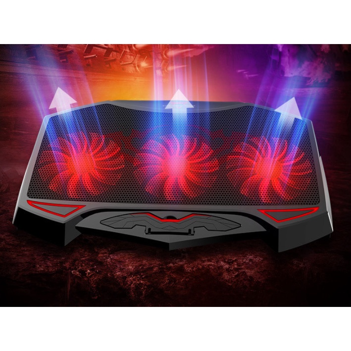 Đế tản nhiệt laptop macbook Nuoxi có 3, 6 quạt làm mát nhanh chống ồn đèn led gaming giúp tăng hiệu năng bảo vệ máy tính
