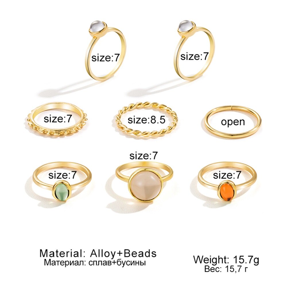Set 8 nhẫn đeo tay phong cách vintage thời trang cho nữ
