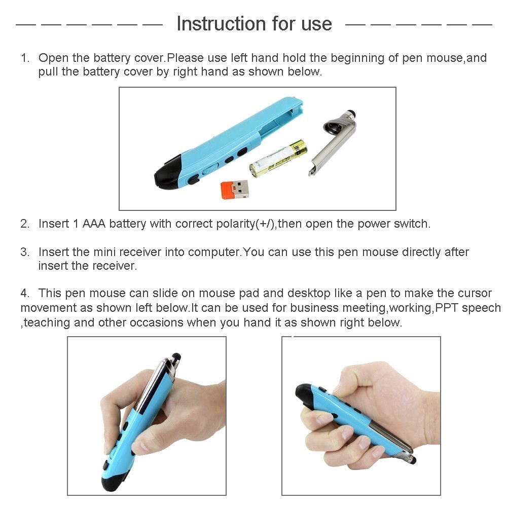 Chuột 2.4G Wireless Laser Mouse Touch Pen Mause High Capacitive Screen Pointer Electronic Air Pen Mouse For PPT