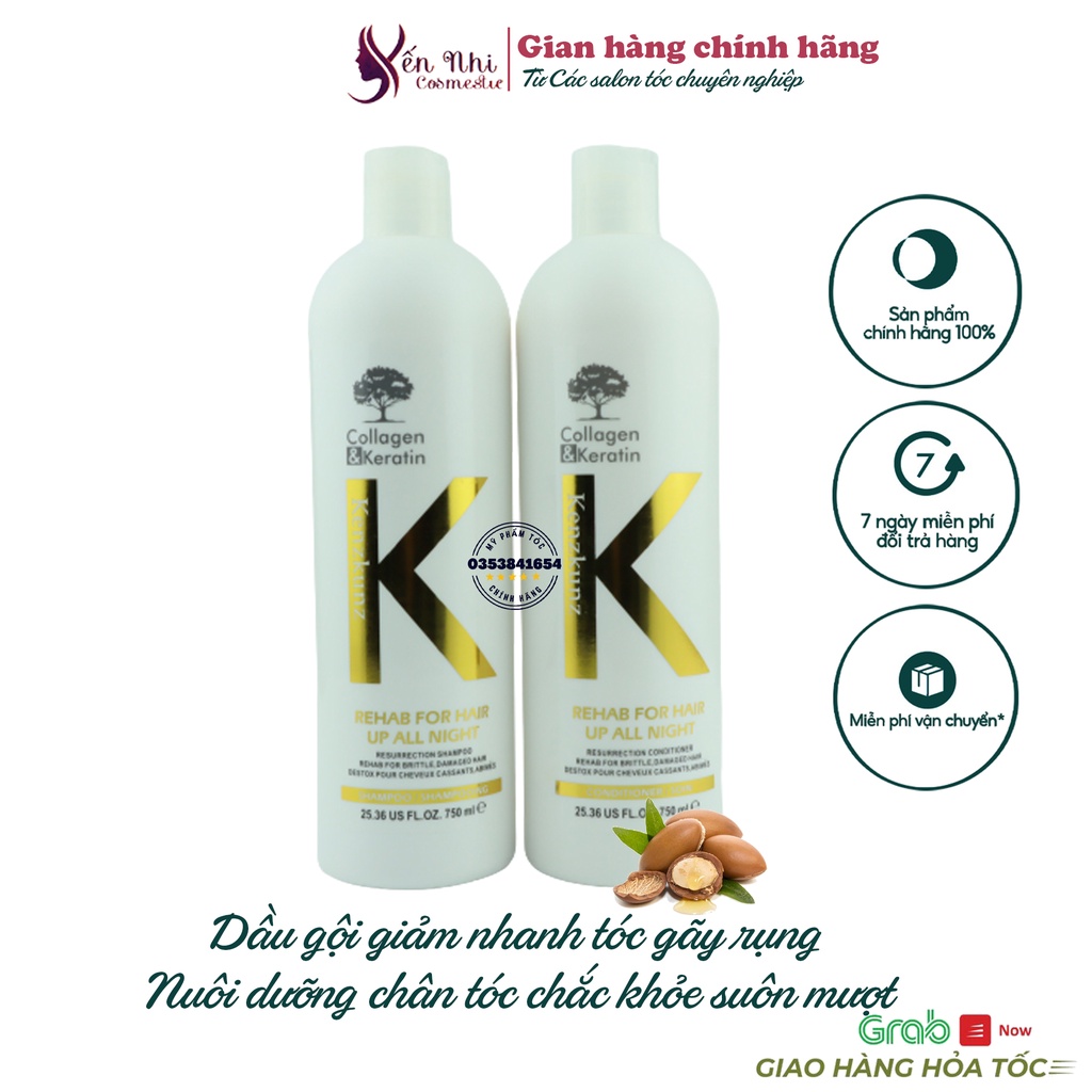 Dầu gội biotin Collagen Kenz phục hồi tóc khô xơ xỉn màu dầu gội dưỡng tóc 750ml, Mỹ phẩm tóc yến nhi DG16