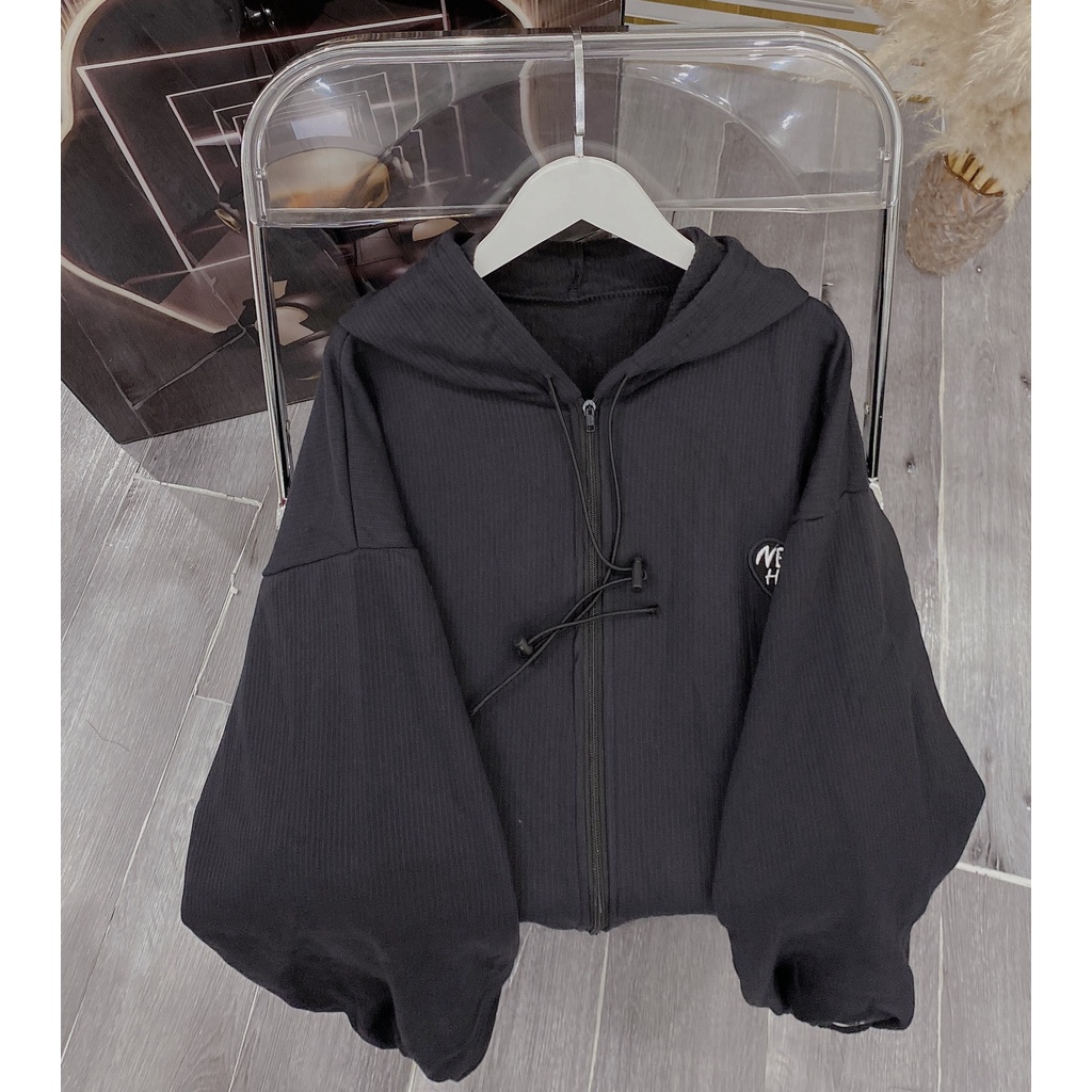 Khoác Nỉ Thêu Tim Chữ Nevver Dáng Rộng Chất Tăm Sọc Form To Nam Nữ