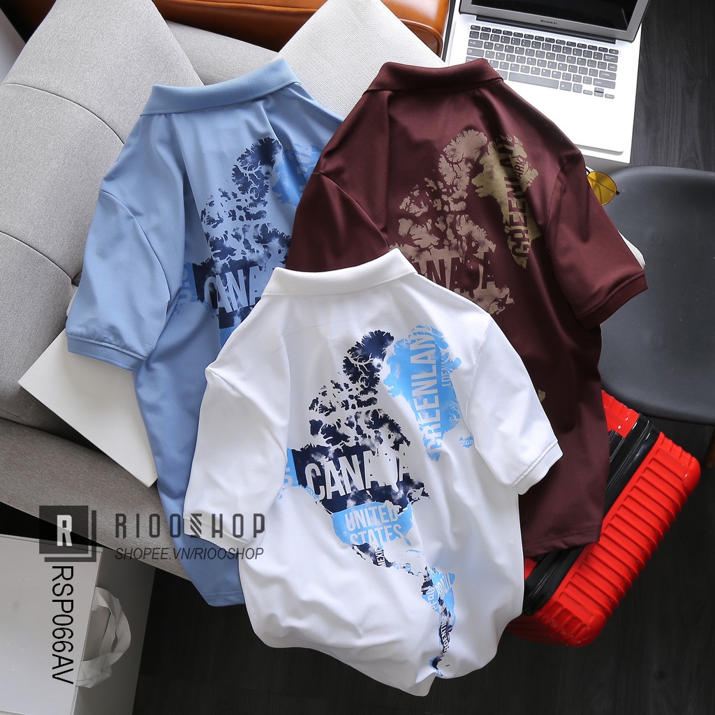 Áo thun nam polo ngắn tay đẹp from rộng họa tiết cực chất RSP066AV - áo phông nam có cổ Riooshop | BigBuy360 - bigbuy360.vn