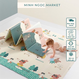 Thảm xốp xpe 2m cho bé gấp gọn tấm lót trải sàn 2 mặt chống thấm chống trơn Hàn Quốc phủ silicon