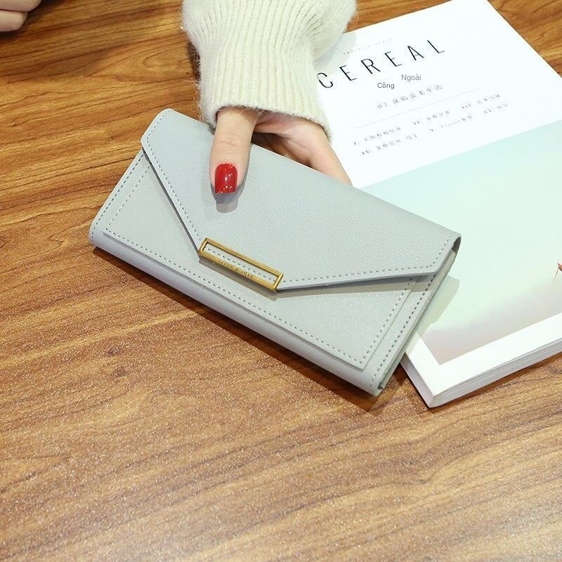 【Spot Free Transport】Wallet2020New Women's Korean Style Personalized Long Fresh Multifunctional Buckle Japanese and Korean Retro Thin Coin Purse