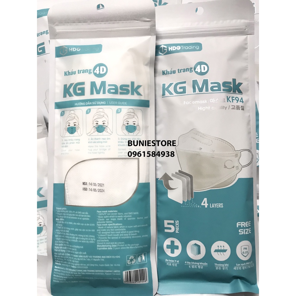 Bich 6 Khau Trang 3D KF94 KG MASK cao cấp chính hãng kháng khuẩn