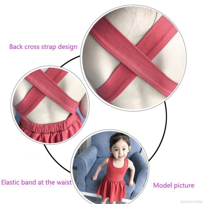 Đầm cotton sát nách hở lưng dễ thương cho bé gái