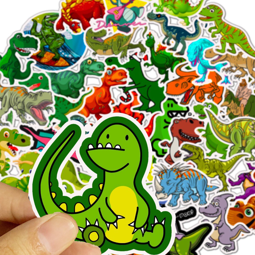 H206 - Sticker Hình Chú Khủng Long Cute - PVC/ Hình dán Chống nước