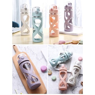 Bình nước thủy tinh chịu nhiệt Lock&Lock One Touch dung tích 500ml lớp vỏ bọc nhựa LLG648