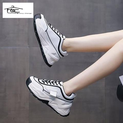 Hàng Có Sẵn Bán Chạy~Giày Thể Thao Màu Đen Đế Dày Phong Cách Đường Phố Thời Trang Mùa Thu Dành Cho Phụ Nữ