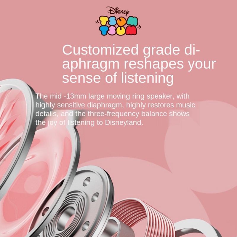 Tai Nghe Bluetooth Không Dây Âm Thanh HiFi Kiểu Dáng Hoạt Hình Dễ Thương Màu hồng dễ