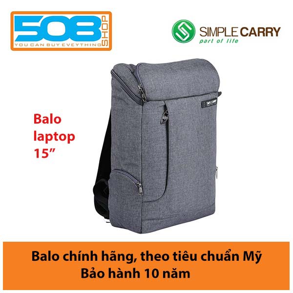 Balo Laptop SimpleCarry K5(Xám đậm) cho laptop 15" – Bảo hành chính hãng 10 năm