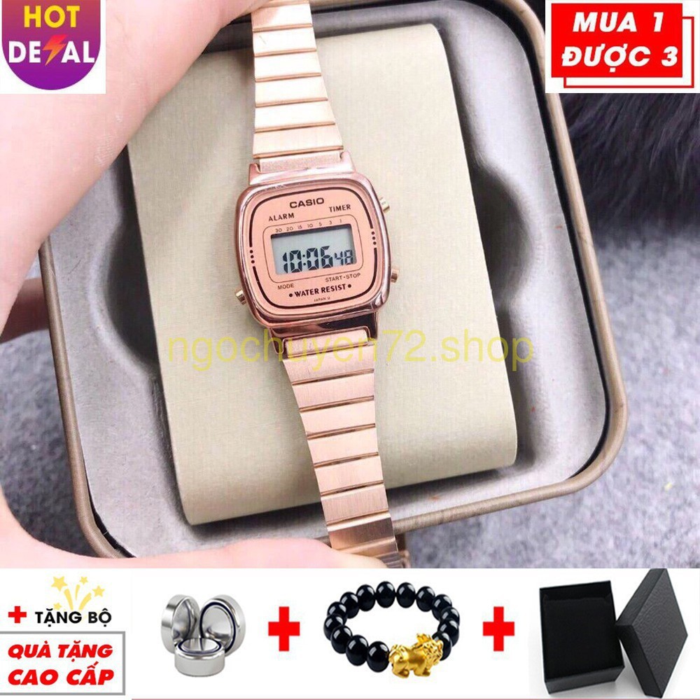 Đồng hồ nữ thời trang Casio máy Nhật chống nước, dây thép không gỉ siêu cool -Ngochuyen72.Shop