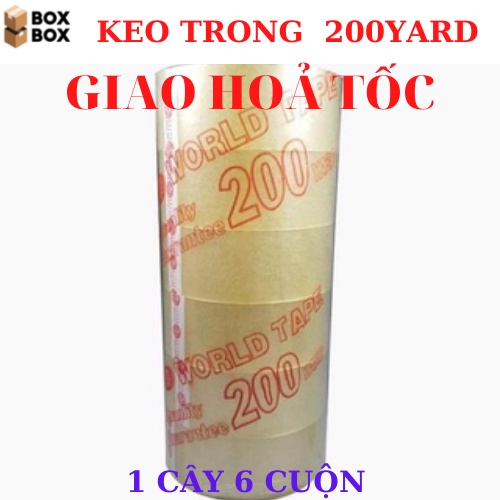 6 cuộn băng keo trong dán thùng  200YARD giá rẻ tận xưởng giao hỏa tốc nhận hàng ngay