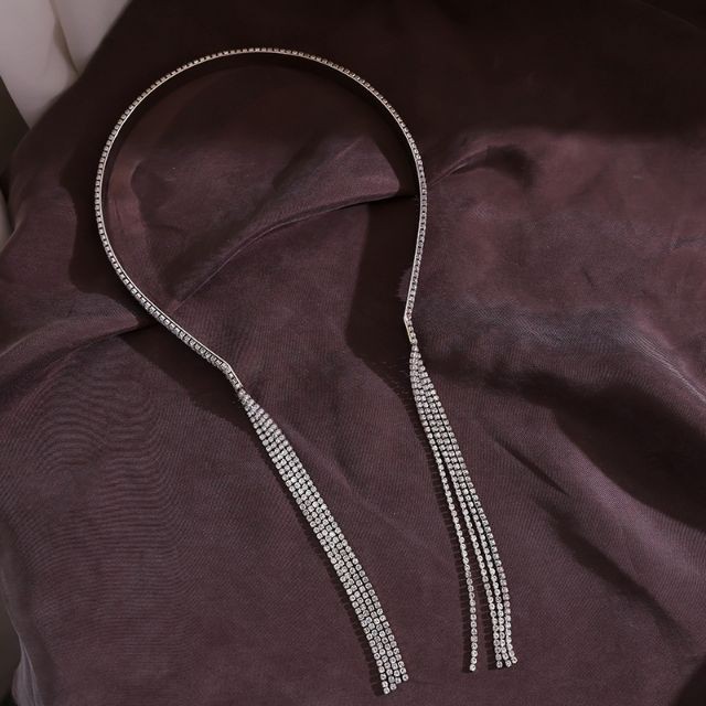 ✨ Bờm tóc Địch Lệ Nhiệt Ba đính đá pha lê tua rua lấp lánh sang chảnh