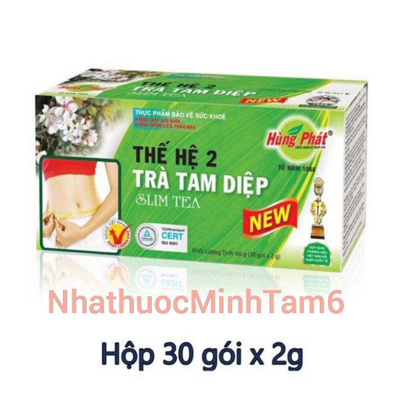 Trà tam diệp thế hệ 2 Hùng Phát - Hộp 30 gói giúp hỗ trợ giảm cân