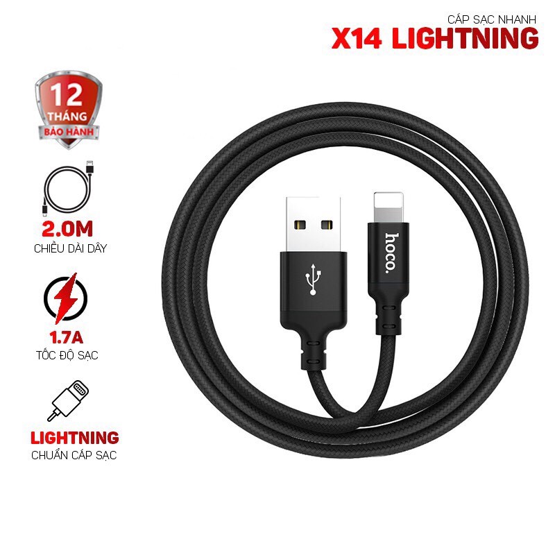 Dây sạc iphone/Micro/Type C Hoco X14 sạc nhanh iphone,hỗ trợ sạc nhanh iphone 6/7/8/x/xs/11 sạc ip dài 1m,2m